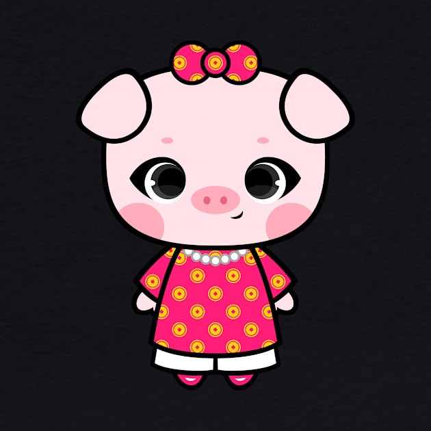 Cute Little Piggy in Ao dai Ngu Than by alien3287